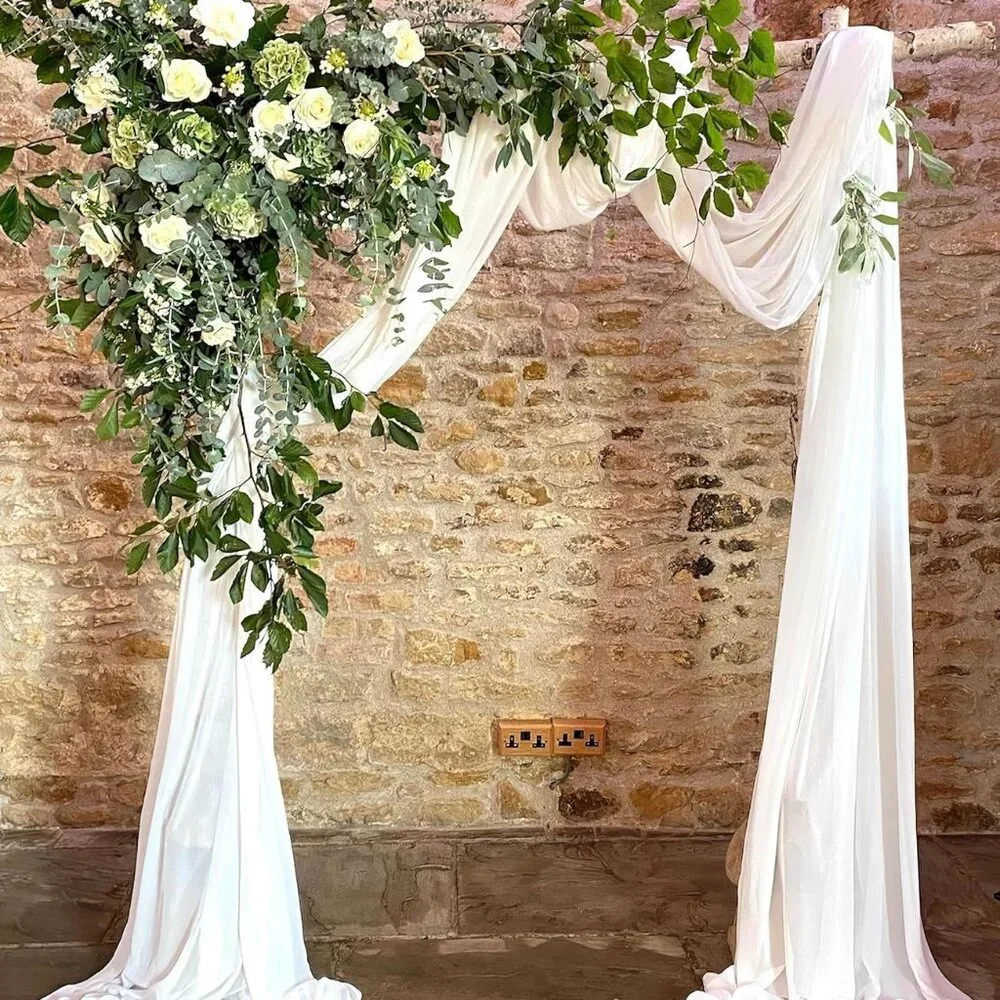 Wedding Arch Draping Fabric Ivory, White 2 Panels 6 Yards Sheer Chiffon Backdrop